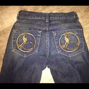 Bebe Rhinestone Design Jeans Size 25